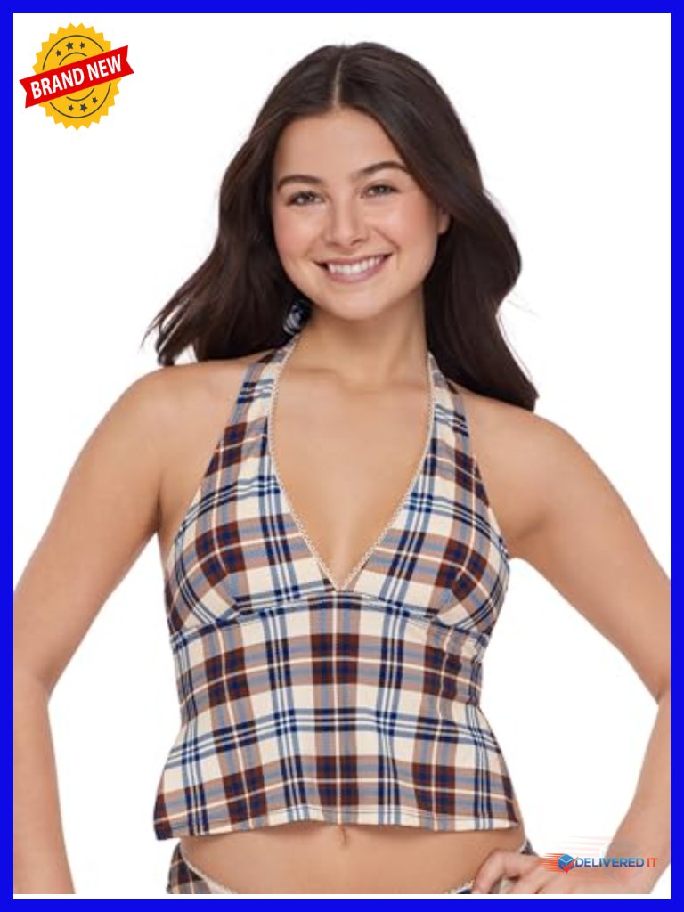 Adjustable Open Back Tie Halter Tankini Swim Top With Removable Cups